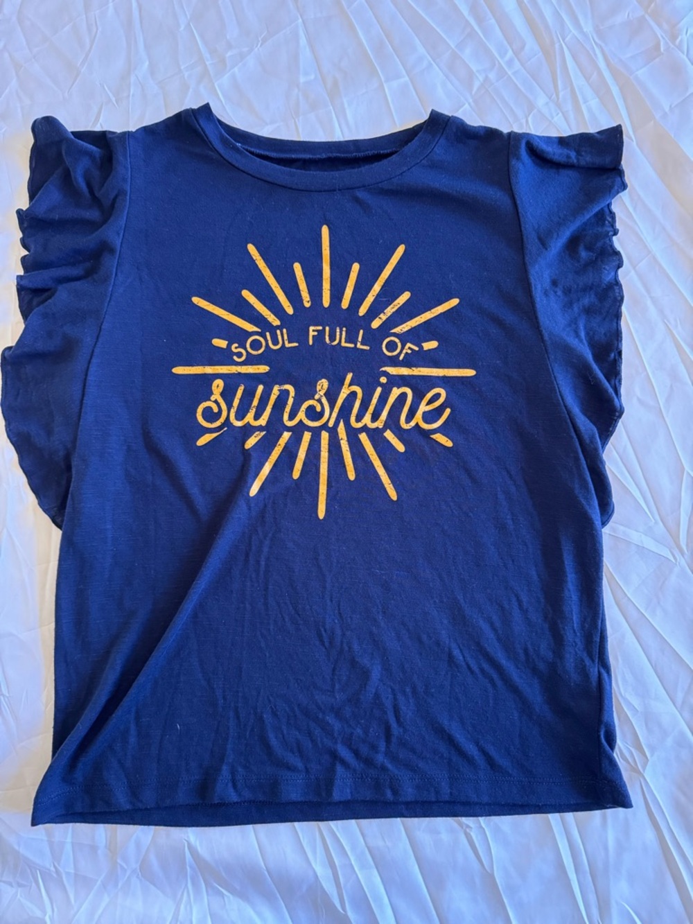 Jessica Simpson Navy Blue Tee with Yellow Sunshine Graphic size small